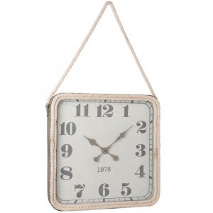 Image de J-Line Horloge Murale à Suspendre "Cordelette" 60cm Gris