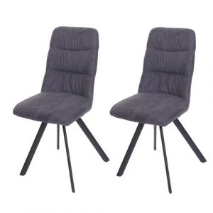 Lot de 2 chaises de salle &agrave; manger MENDLER HWC-J69 velours anthracite