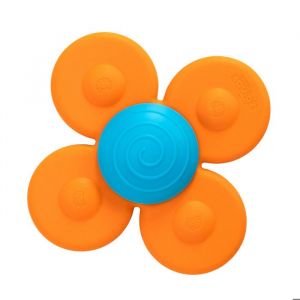 Tomy Jouet sensoriel Whirly Squigz 1 Toupie ventouse Orange et Bleu