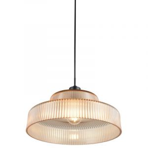 Suspension, Suspension vintage en verre stri&eacute; Abella Ambre en Verre, BOITE A DESIGN