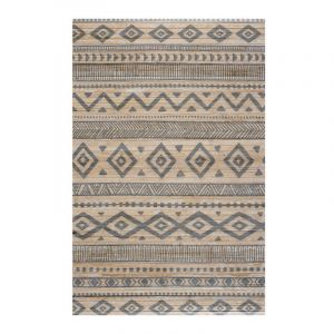 Storesdeco - Tapis antidérapant en Bambou naturel, Ethnique Gris, 140 x 200cm