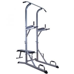 ScSPORTS Station De Traction & Immersion - Avec Banc Plat, Hauteur 185 Cm, Robuste, En Acier, Charge Max 120 Kg - Multi Gym Réglable, Tireur & Trempeur Multifonction, Entraînement Musculaire