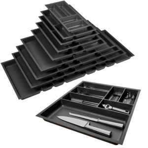 ORGA-BOX 3 Range-couverts Profondeur : 473 x Largeur : 491 mm anthracite avec structure Canvas pour tiroirs de 60 cm