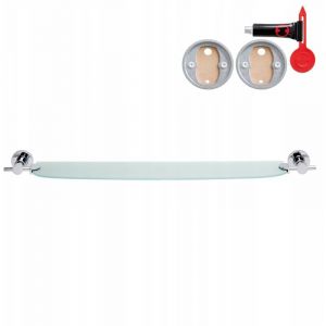 Tesa Loxx Tablette en verre, finition brillante m&eacute;tal chrom&eacute;, adh&eacute;sif, technologie sans percer, 50mm x 700mm x 135mm TE40283-00000-00