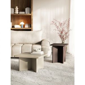 Selsey Qubeo &ndash; Table basse 60 cm, carr&eacute;e avec pi&egrave;tement en croix, gris cachemire