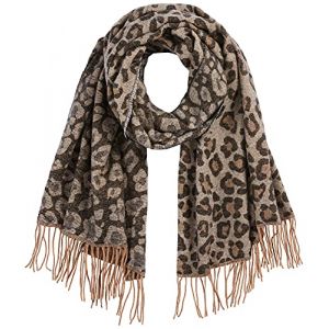 Pieces PCJIRA Wool Scarf Noos Écharpe, Naturel/AOP:Leo, Taille Unique Femme