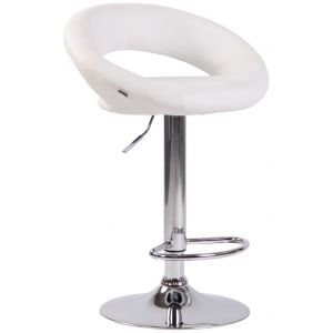 CLP Tabouret de bar Olinda en similicuir blanc Métal chromé