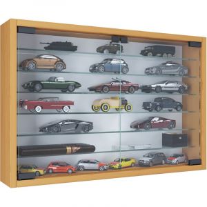 Ebuy24 - MandosaXL vitrines en verre accroché au mur 2 portes en verre hêtre décor. - Hêtre