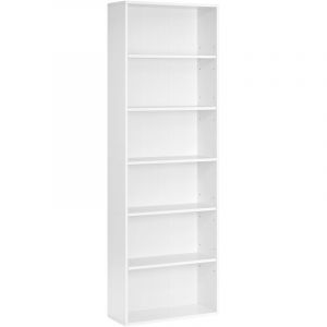 Étagère à 6 niveaux style scandinave effet bois blanc