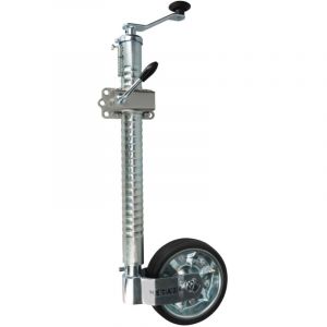 Roue jockey renforcée 48mm - Tube nervuré - Bride fixation renforcé 48mm - Remorque - Goupille de verrouillage anti dévissage