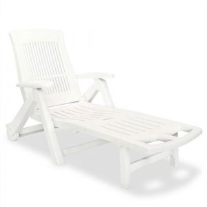 Image de VidaXL Chaise longue avec repose-pied Plastique Blanc