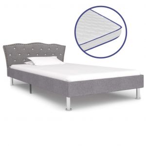 Image de VidaXL Lit avec matelas à mémoire de forme Gris clair Tissu 90x200 cm