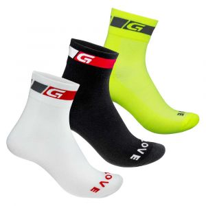 GripGrab Tricolore Regular Cut Bundle EU 38-41 Black / White / Fluo Yellow - Black / White / Fluo Yellow - Taille EU 38-41