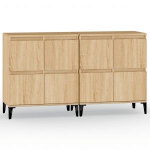 VidaXL Buffet à portes en contreplaqué et métal couleur chêne sonoma