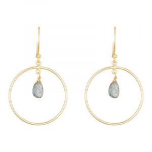 Image de Moonstone - Boucles d'oreilles V&eacute;ro Labradorite en laiton dor&eacute;