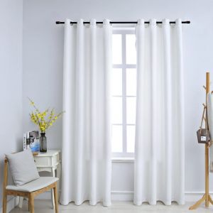 VidaXL Rideau occultant et anneaux en métal 2pcs Blanc cassé 140x225cm