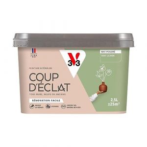 V33 Peinture murale intérieure Coup d'Éclat Vert lichen Mat Poudré 2,5L