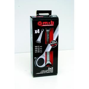 Mob 9004004001 - 4 clés 2 x 2 à oeil cliquet 10 à 19 mm