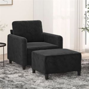 VidaXL Fauteuil avec repose pied Noir 60 cm Velours