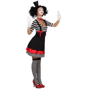 Ruedelafete Déguisement mime robe noir et rouge femme - Couleur Noir - Taille M / L