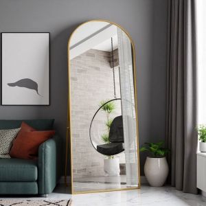 Miroir autoportant - Arche Dor&eacute; Mat - 180x80cm - Verre Tremp&eacute; - Cadre Aluminium