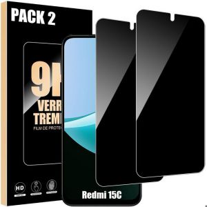 2 Verres Tremp&eacute;s Anti-Espion pour Xiaomi Redmi 15C 4G/5G - Protection d'&eacute;cran Antichoc Anti-Rayures - E.F.Connection