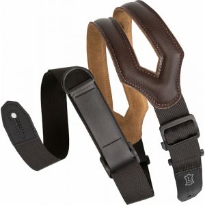 Levys Levy's MRHSS-DBR Sangle de Guitare Right Height Garment Leather Ergonomic 3" - Dark Brown