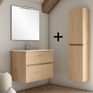 Ensemble meuble de salle de bain 80cm simple vasque + colonne de rangement - mig