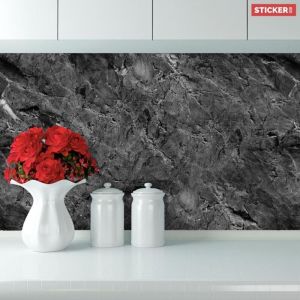 Stickerdecofr - Cr&eacute;dence Adh&eacute;sive Roche Noire 300 x 60 cm