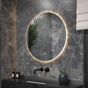 Image de Mirlux Miroir de salle de bain avec éclairage LED et chauffage - Miroir mural rond - Miroir de douche anti-condensation - 80CM