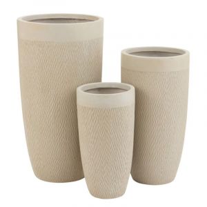 Image de Lot de 3 Vases Ronds Design "Argile" 72cm Beige Prix