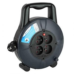 Electraline 28907 Enrouleur Rallonge M&eacute;nager Domestique Section de C&acirc;ble3G1mm&sup2;, 10Mt, 4 Prises 16A