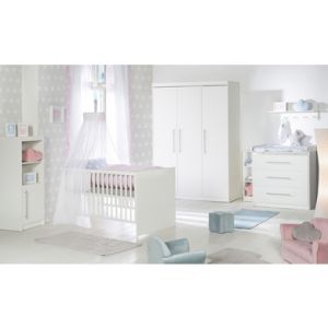 Image de Roba Maren Ensemble de chambre d'enfant complet avec lit b&eacute;b&eacute; et lit b&eacute;b&eacute; 70 x 140 cm + commode &agrave; langer &eacute;troit avec matelas &agrave; langer et armoire &agrave; 3 portes Blanc