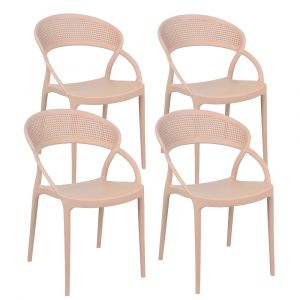 Oviala Lot de 4 chaises de terrasse roses