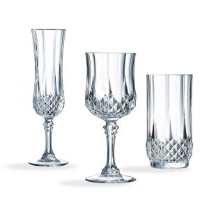 Cristal d'Arques Ensemble 18 pi&egrave;ces, verres &agrave; pied et gobelets Longchamp - Cristal d'A