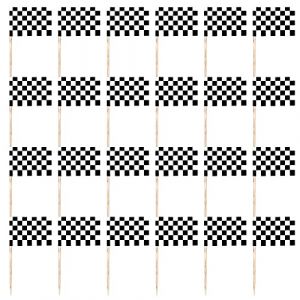 Ruedelafete Set de 24 mini Drapeaux Racing à Damier sur pic 7cm