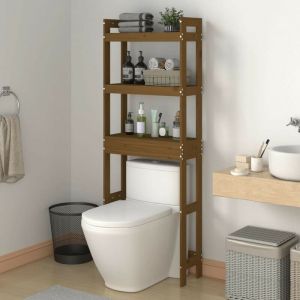 Image de VidaXL Étagère de toilette Marron miel 63x26x171 cm Bois de pin massif