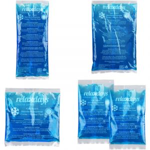 Relaxdays Poche de Gel, en lot Pratique de 5, compresse Chaud/Froid, Convient au Micro-Ondes, 4 formats, Bleue