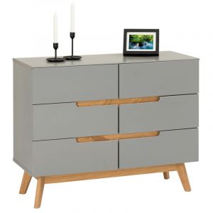 Image de Idimex Commode TIBOR style scandinave design vintage nordique avec 6 tiroirs, en pin massif lasuré gris