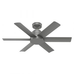 HUNTER FAN Ventilateur de Plafond Kennicott 112 cm pour Intérieur et Extérieur, avec Commande Murale, 6 Pales Couleur Argent Mat, pour Été et Hiver, Modèle 50936