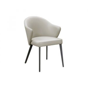 Chaise avec accoudoirs en cuir et acier noir - Beige - MIBELLY de Maison C&eacute;phy