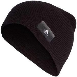 Adidas Bonnet performance noir côtelé avec patch logotypé noir et blanc cousu à l'avant
