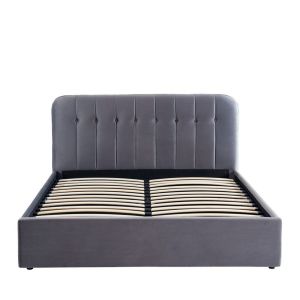 Image de DRAWER TORGO - Lit coffre matelassé en velours 160x190cm - Gris anthracite