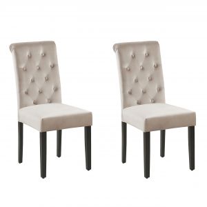 Beliani Lot de 2 chaises en velours beige taupe VELVA II - gris