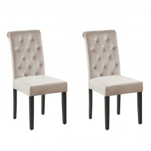 Image de Beliani Lot de 2 chaises en velours beige taupe VELVA II - gris