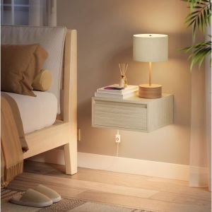 Table de chevet suspendue 35 x 40 x 18 cm beige