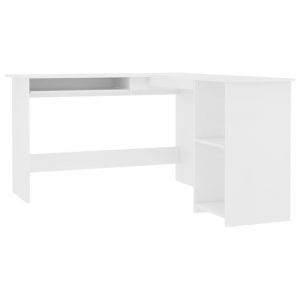 Bureau Table Poste De Travail Meuble D'ordinateur Informatique Étude D'angle En Forme De L 120 X 140 X 75 Cm Blanc Helloshop26 02_0023681