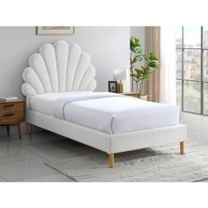 Tête de lit coquillage - 90 cm - Velours - Blanc - MOANA