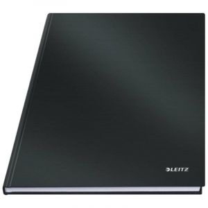 Leitz Cahier A4 Carr&eacute;, 160 Pages, 80 Feuilles de Papier Certifi&eacute; FSC 80 g/m&sup2;, Robuste, Couverture Rigide R&eacute;sistant aux Rayures, Pour Le Bureau, l'&Eacute;cole ou Comme Agenda, S&eacute;rie Solid, Noir, 46640095