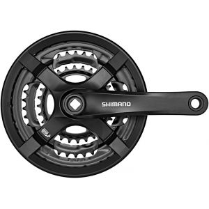 Image de Shimano FC-TY501 Pédalier 6/7/8 vitesses 48-38-28 dents avec carter de protection, black 170mm Pédaliers